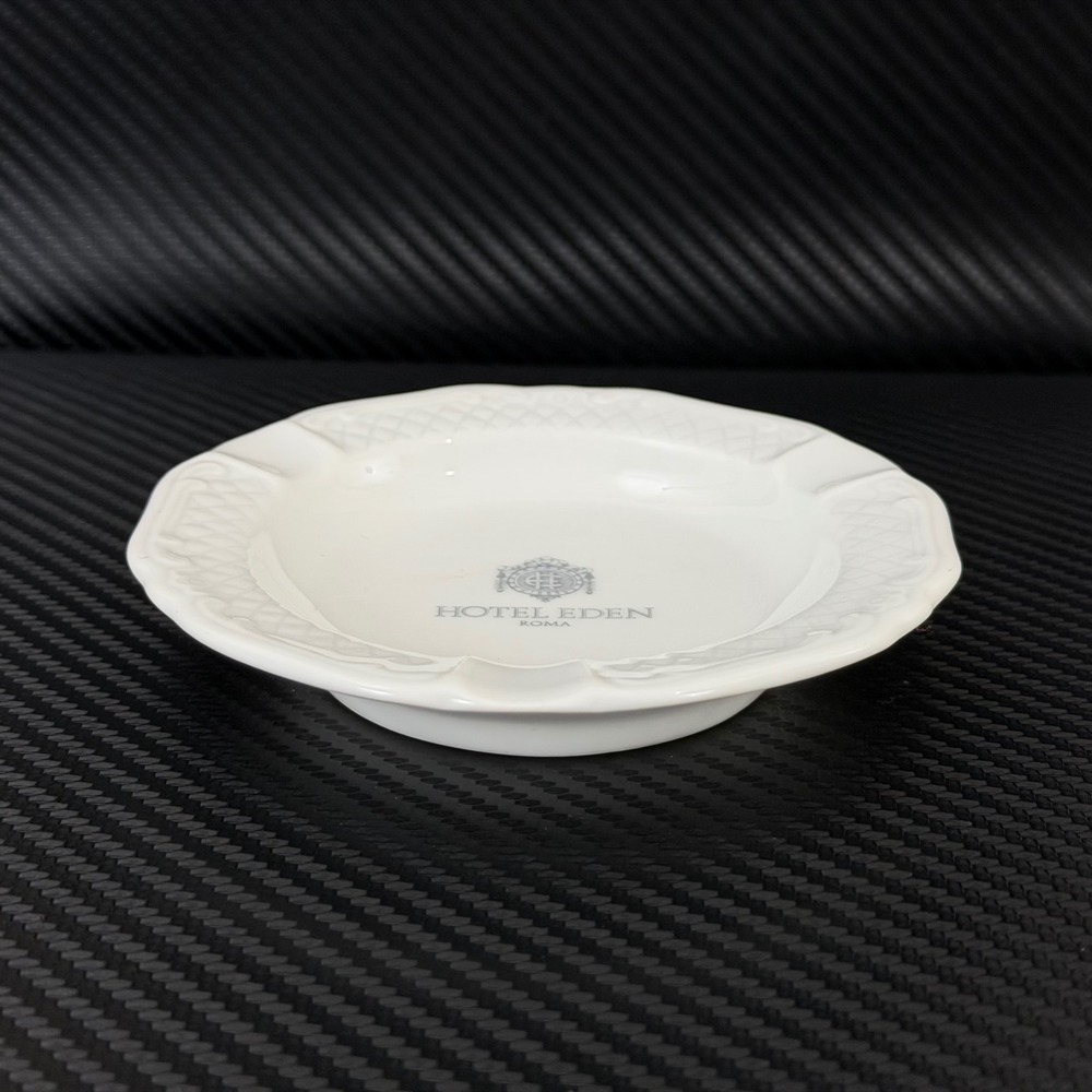 Vintage Hotel Eden Roma Porcelain Ashtray Eschenbach Germany White Trinket Dish